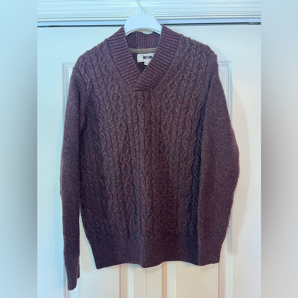 Joseph Abboud men’s cable knit pull over wool blend purple sweater. Size small. - Picture 7 of 8
